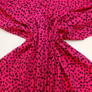 Funky Crepe de Chine Fabric Cerise Paws In The Jam