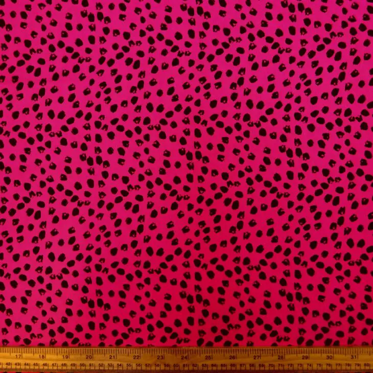 Funky Crepe de Chine Fabric Cerise Paws In The Jam