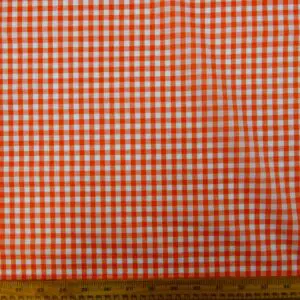 Gingham Fabric Polyester Cotton 6mm Orange