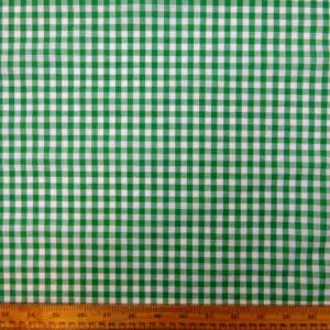 Gingham Fabric Polyester Cotton 6mm Emerald