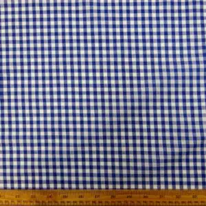 Gingham Fabric Polyester Cotton 6mm Royal