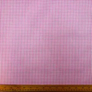 Gingham Fabric Polycotton 3mm Pink