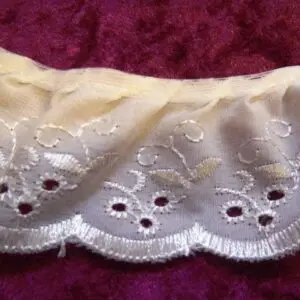 Edinburgh Broderie Anglais Gathered Lace Trim 1 3/4
