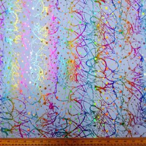 Lycra Sequin Fabric Scribble Disc Blue