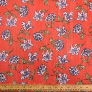 Chiffon Fabric Red Floral Fiesta Polyester
