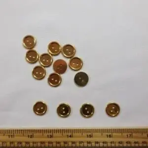 Gold Plain 2 Hole Buttons 18mm Code Jam