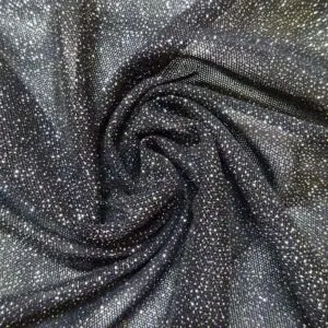 Stretch glitter mesh black
