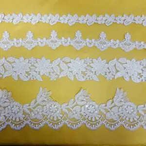 Hand Beaded Lace White