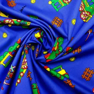 Cotton Fabric Steam Trains Royal