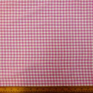 Gingham Fabric Polyester Cotton 6mm Pink