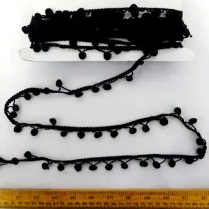 Pom Pom Fringe Trimming Black