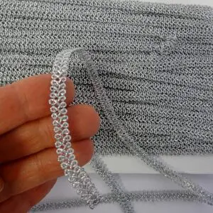 Metallic Braid Trimming 1cm Mini Frogging Platinum Silver
