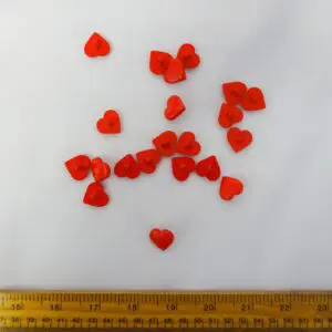 Big Heart Buttons Shanked 15mm Red