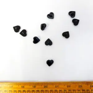 Big Heart Buttons Shanked 15mm Black