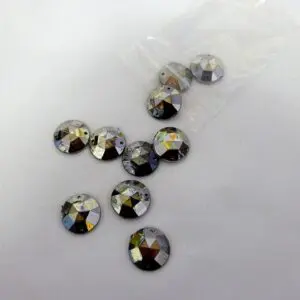 Jewels Sew On Round Faceted Gems 18mm Gunmetal