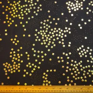 Hologram Lycra Fabric Night Sky Square Gold