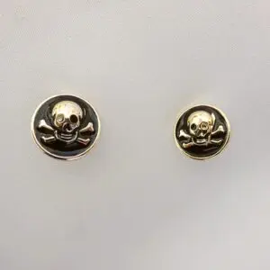 Skull And Crossbones Buttons Black Gold Code 8268