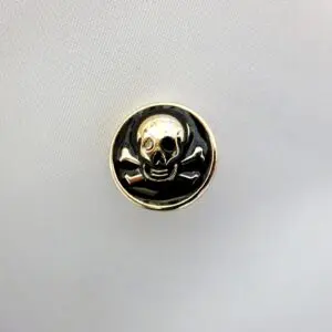 Skull And Crossbones Buttons Black Gold Code 8268 Size 28