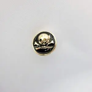 Skull And Crossbones Buttons Black Gold Code 8268 Size 24