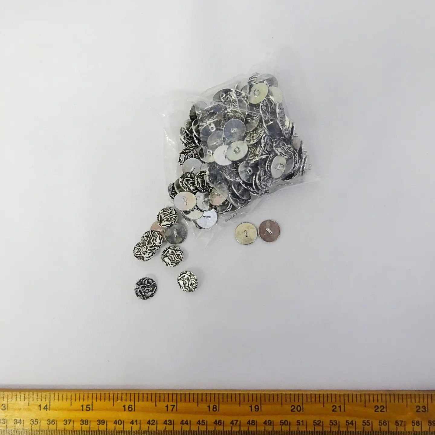 Buttons Large Bag Silver Shanked Buttons 15mm