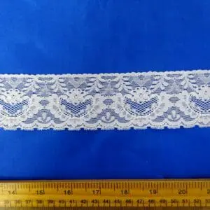 Lace Trimming 5cm Wide Stretch Filigree Swirl White