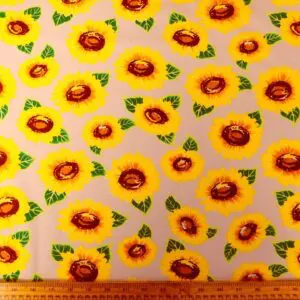 Cotton Fabric Floral Sunflowers Cream
