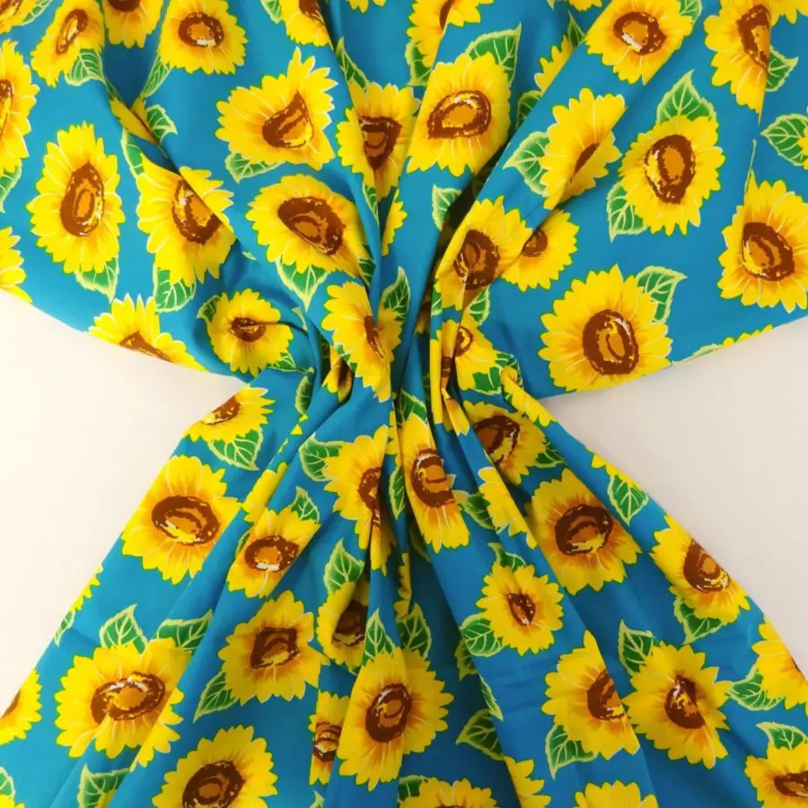 Cotton Fabric Floral Sunflowers Fabric Land