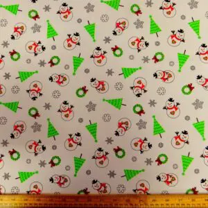 Christmas Cotton Fabric Sweet Snowmen Cream Calico