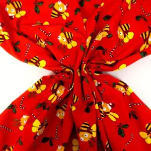 Christmas Cotton Fabric Hap Bee Christmas red