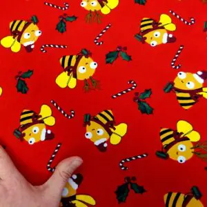 Christmas Cotton Fabric Hap Bee Christmas red