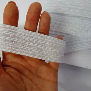 Elastic Shirred 32mm Wide White