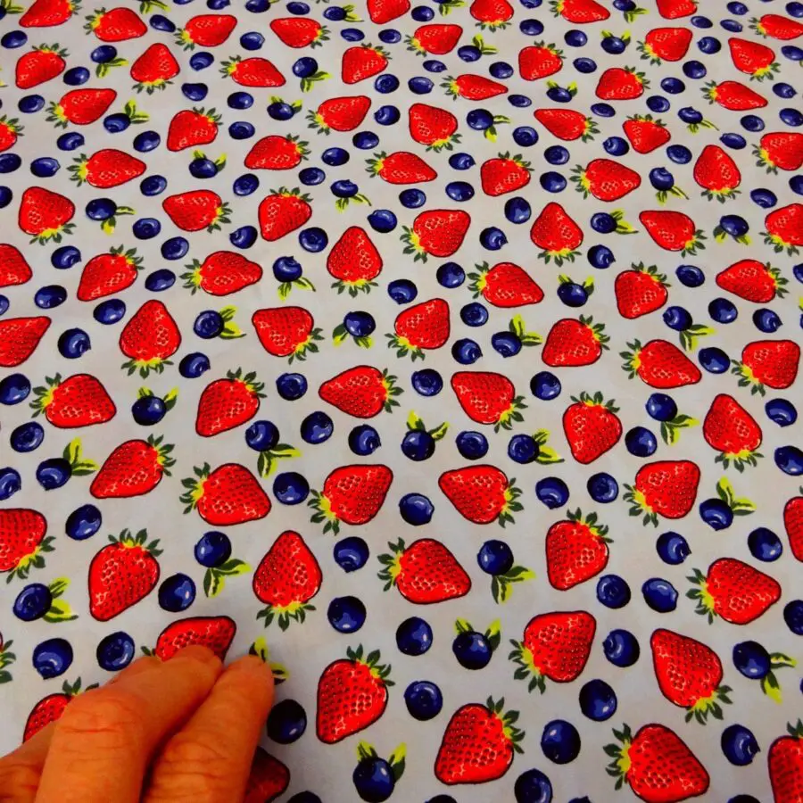 Cotton Fabric Blueberries And Strawberries Fabric Land