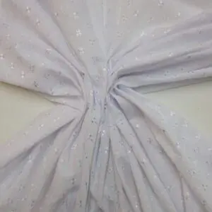 Broderie Anglais Fabric Polyester Cotton Vogue Design White
