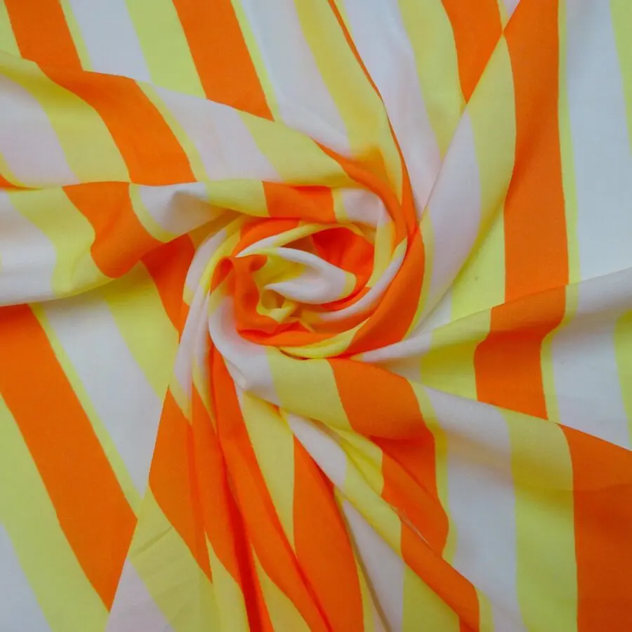 Viscose Fabric 3cm Stripe Oranges And Lemons Fabric Land