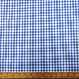 Gingham Fabric Polyester Cotton 6mm Dorothy Blue