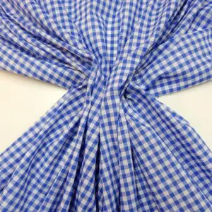 Gingham Fabric Polyester Cotton 6mm Dorothy Blue