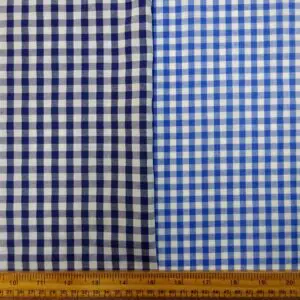 Gingham Fabric Polyester Cotton 6mm royal and Dorothy blue
