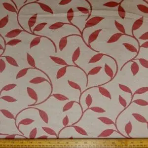 Curtain Fabric Filigree Ferns Red