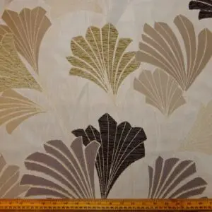 Curtain Fabric Truffle Leaves Beige Grey