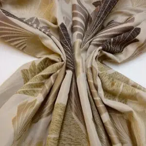 Curtain Fabric Truffle Leaves Beige Grey