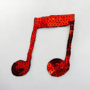 Sequin Motif Music Double Note Red