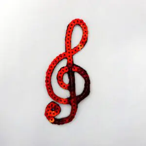 Sequin Motif Music Treble Clef Red