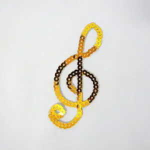 Sequin Motif Music Treble Clef Gold