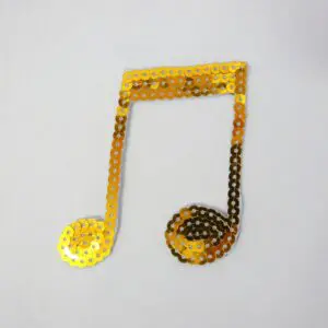 Sequin Motif Music Double Note Gold
