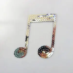 Sequin Motif Music Double Note Silver