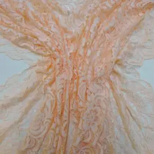 Lace Fabric Scalloped Crochet Lace Peach