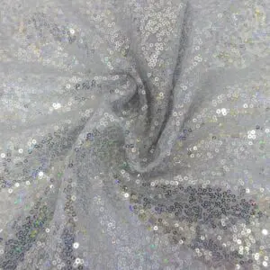 Sequin Fabric Blitz Hologram Evening Wear Silver Hologram