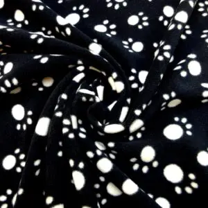 Polar Fleece Fabric Paws Black/White