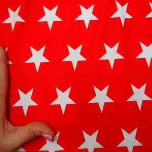 Lycra Patterned Fabric Star Struck red