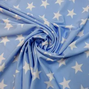 Lycra Patterned Fabric Star Struck pale blue